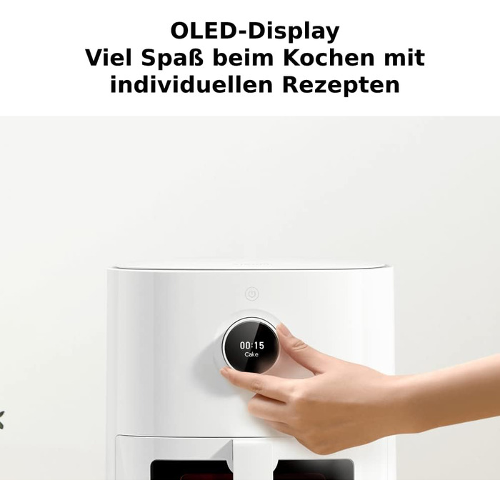 Фритюрниця Xiaomi Smart Air Fryer Pro 4L з OLED-дисплеєм, оглядовим вікном, підтримкою iOS/Android, 1600 Вт, 4 літри, таймер, температура 40-200°C, сумісна з Google Assistant, можна мити в посудомийці