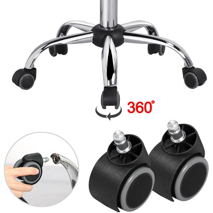 Офісне крісло Yaheetech без підлокітників, регульоване, поворотне на 360°, з роликами, чорне, з екошкіри