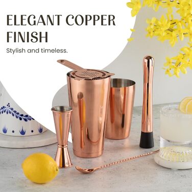 Набір для приготування коктейлів Mixology & Craft Cocktail Shaker Set, 11 предметів, для дому, аксесуари для бару, мідь