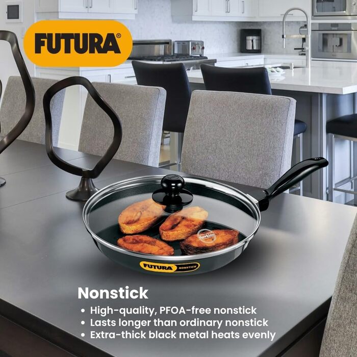 Сковорода з антипригарним покриттям HAWKINS Futura з кришкою з термостійкого скла, 26 см