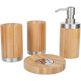 Набір для ванної кімнати Axentia Bambus, дерево/срібло, 10 x 23 x 19 см