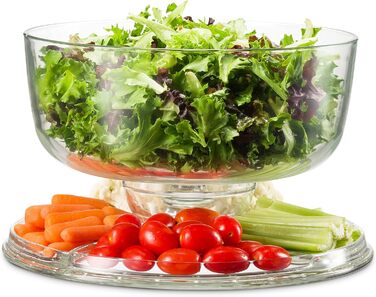 Торцеваний стіл Godinger з кришкою-куполом, 6-в-1, італійський кришталь, для тортів, салатів та фруктів