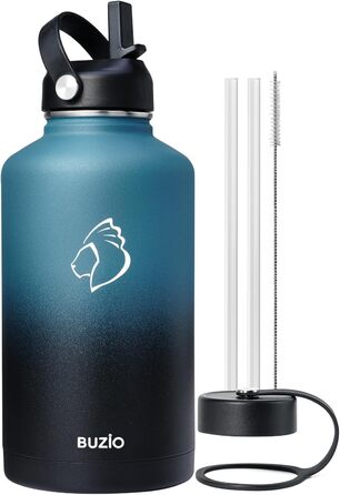 Insulated water bottle, 2 l, stainless steel, with straw lid and flex seal, keeps cold for 48 hours, hot for 24 hours, double-walled, wide opening, BPA-free, leak-proof, Indigo Crush