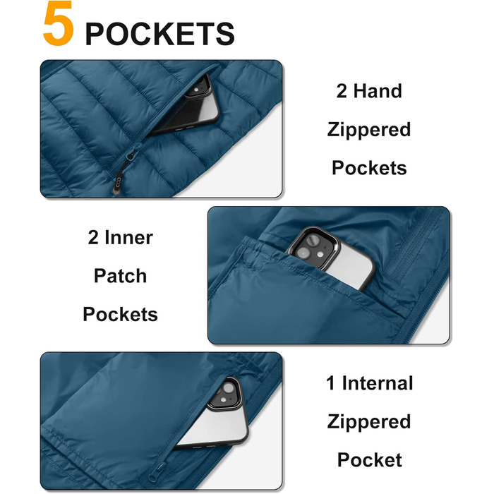 Чоловіча степна жилетка 33000ft для активного відпочинку: біг, гольф, походи. 5 кишень, утеплена, з коміром. XXL, керамічно-блакитний