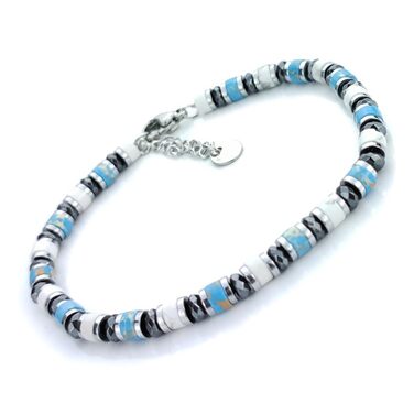 Браслет чоловічий SAGA GIOIELLI з нержавіючої сталі, кольорові сталеві диски (AULITE/TURCHESE E CRISTALLI)