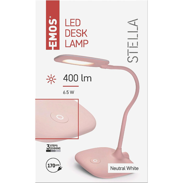 LED настільна лампа EMOS STELLA 6,5W, регулювання яскравості, рожева
