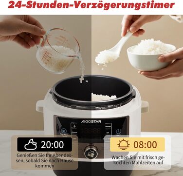 Мультиварка Aigostar Panda 5.5л, 7-в-1, 14 програм, LED-дисплей, 1000W, антипригарне покриття