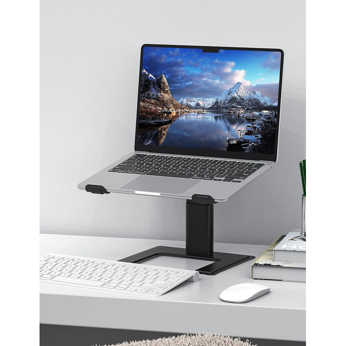 Підставка для ноутбука ALASHI, регульована висота, ергономічна, металева, чорна (10-15.6 дюймів)