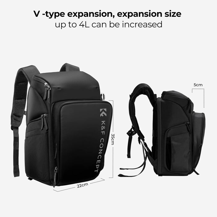 Рюкзак для фототехніки K&F Concept Alpha 25L, чорний: для фотографів, з відділенням для 16-дюймового ноутбука, сумісний з дронами DJI Mavic