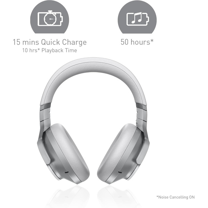 Навушники Bluetooth Technics EAH-A800E-S сріблясті з шумозаглушенням та мікрофоном, складані, Over-Ear