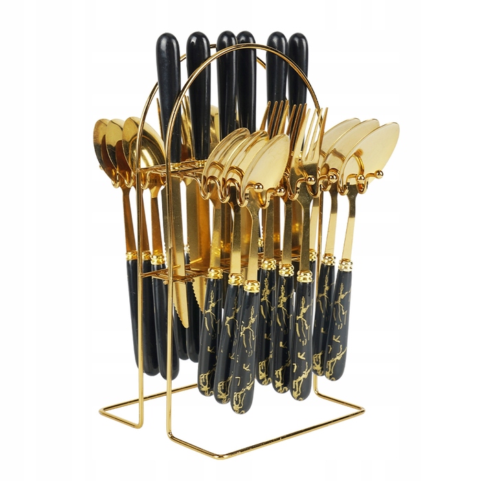 Набір столових приборів 24 предмети, нержавіюча сталь, ручки під мармур, подарунковий набір