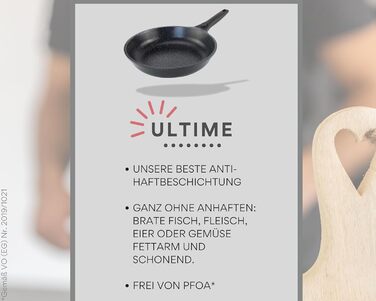 Пательня велика 28 см з антипригарним покриттям, знімною ручкою, для всіх типів плит (індукція) + захисні підкладки з повсті, без PFOA/PFOS, чорна