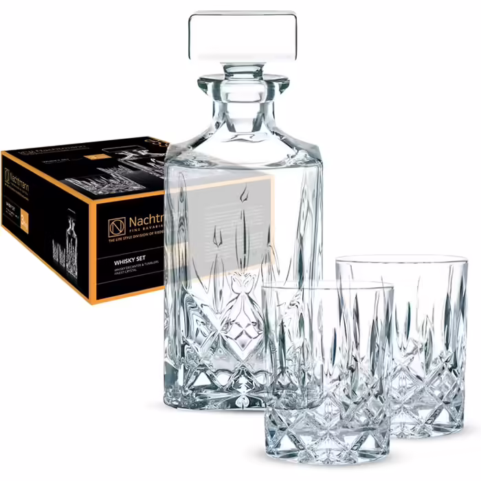 Nachtmann 3-Piece Whisky Set, 750 ml Carafe with 2 Whisky Glasses 295 ml, Noblesse, 91899, Crystal Glass Whisky Gift Set, Dishwasher Safe