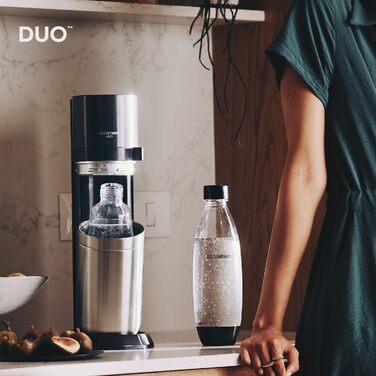 SodaStream DUO: Газова вода вдома | В комплекті: скляна та пластикова пляшка | Колір: Титан