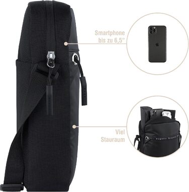 Чоловіча сумка Bugatti Blanc DeLight на плече, з та́рпауліну та нейлону, чорна