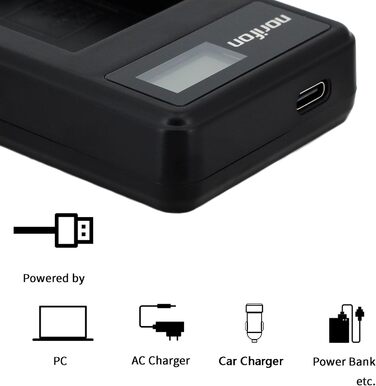 Зарядний пристрій USB для Olympus D-750, SH-21, SP-800UZ, SP-810UZ, SP-815UZ, Stylus 1010, 1030SW, SZ-12, SZ-14, Tough TG-2, VR-340, VR-350, XZ-1 та інших камер Olympus (LCD)