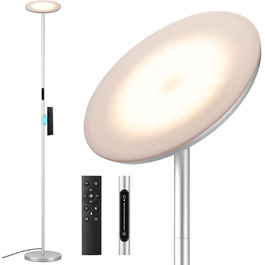 LED-стельова лампа PreeOtti для вітальні, диммування, 36W, з пультом та сенсором, 3 колірні температури (чорний/сріблястий)