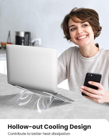 Підставка для ноутбука UGREEN з регулюванням висоти, алюміній, 5 рівнів, вентиляція, ергономічна, до 17.3 дюймів, сумісна з MacBook, Asus, Acer, HP, Dell