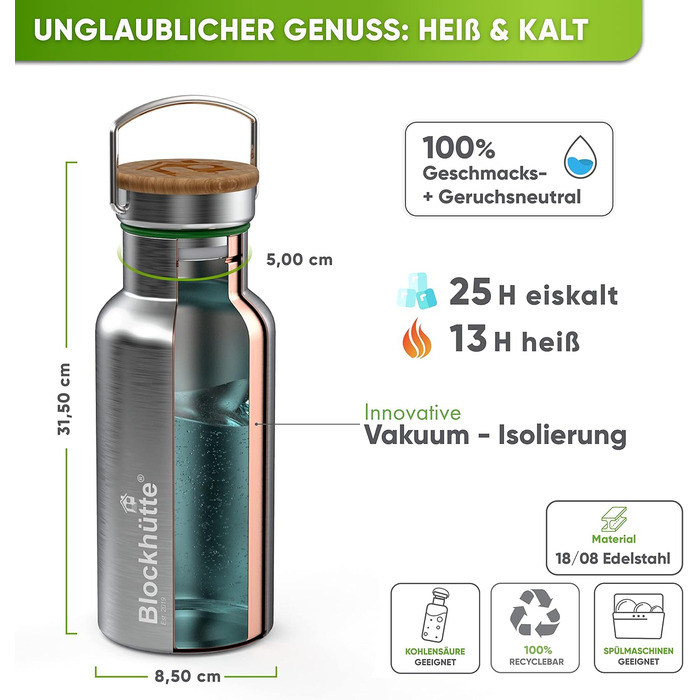 Log Cabin Personalized Stainless Steel Water Bottle 1L - Leak-Proof Water Bottle for Kids, Adults, BPA-Free, Carbonated Drink Safe, Thermos Bottle for School, Outdoor, Engraving with Name