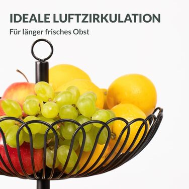 Стійка для фруктів Chefarone® – XL, 33 см, 3 яруси, чорна – стильний фруктовий кошик з мисками, декор для кухні