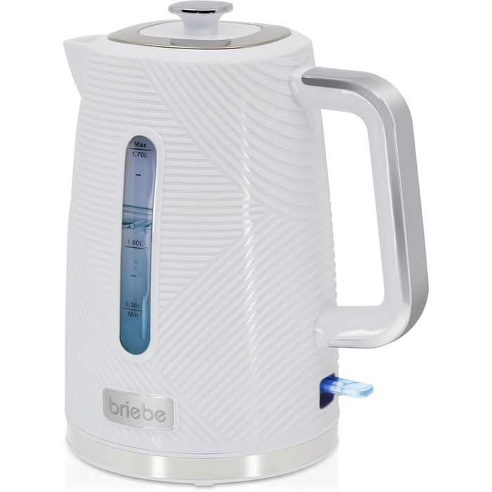 Набір для сніданку Briebe Elegance: тостер на 2 підсмажування, 7 рівнів підсмажування + чайник 1,7 л, 2200 Вт, BPA-free, сучасний дизайн (білий)