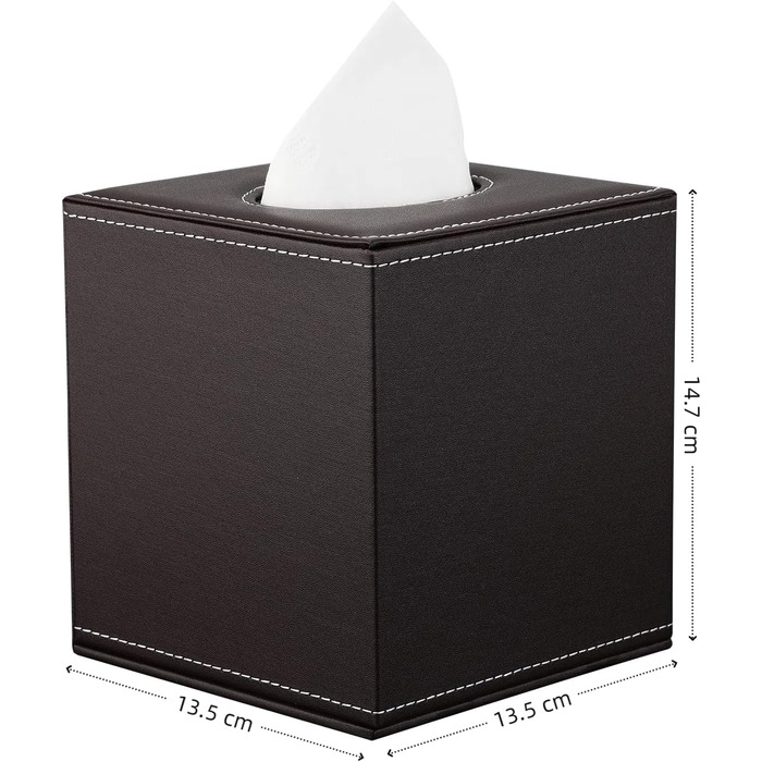 KINGFOM Скляна коробочка для серветок, шкіряна обкладинка, органайзер для дому, авто, офісу (коричневий)