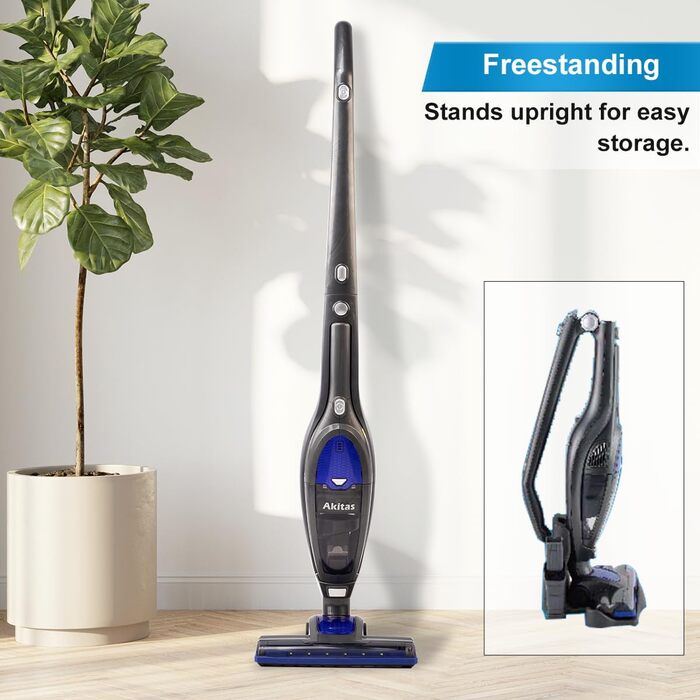 Акіта Бездротовий акумуляторний пилосос 3 в 1: ручний та вертикальний. Легкий, 22.2 В, 150 Вт, для підлоги, килимів, шерсті тварин. (AKU10)