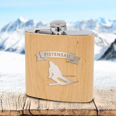 Фляга з нержавіючої сталі з гравіюванням 'Пістензау' - Оригінальний подарунок для любителів лиж та сноуборду | Ідеально для афтескі та зимових пригод