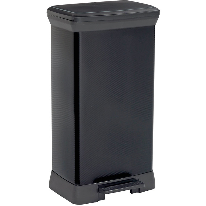 Сміттєвий відро Curver Deco Bin 50Л для кухні з педаллю, системою Soft-Close та герметичною кришкою, чорний металік