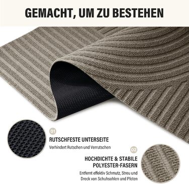 Привідний килимок FEOMOS 60x90 см для дому та вулиці, протиковзний вологопоглинаючий килим для вхідних дверей, коридору, балкона та кухні, бежевий, можна прати