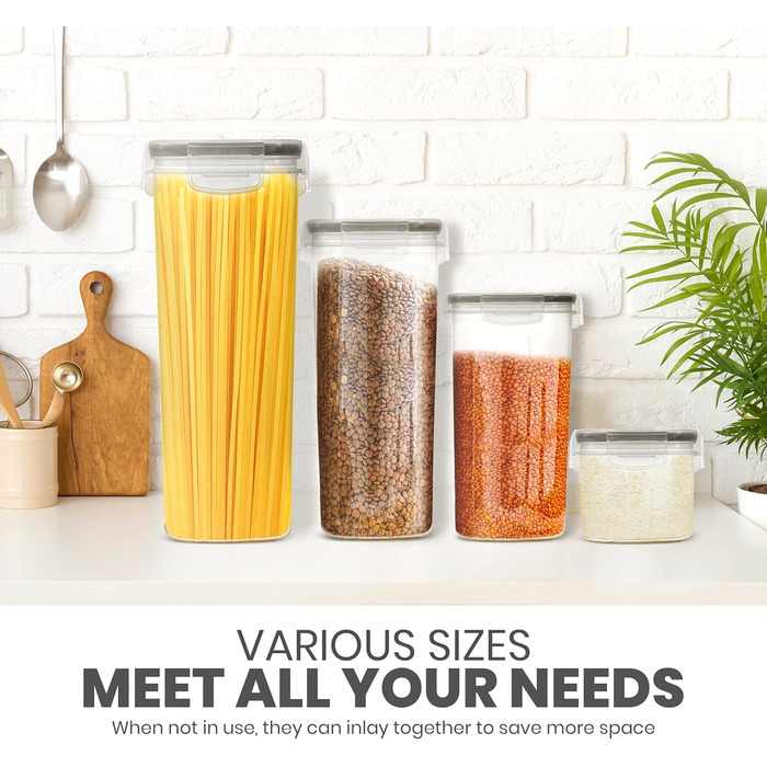 Набори контейнерів для зберігання KICHLY з кришкою (24 шт.) - герметичні контейнери для продуктів, BPA-free, для шафи/кухні, ідеальні для крупи, цукру, борошна та іншого