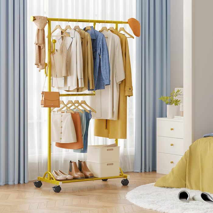 Кледистанд FAVOOOSTY на колесах: мобільний, металевий, регульований, чорно-білий (золотий), 89.50×39.00×161.20 см