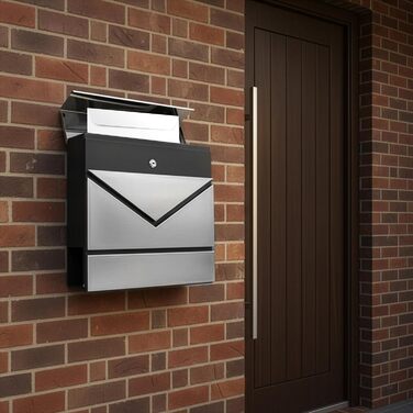 Поштовий ящик Grafner Premium, нержавіюча сталь, з газетницею та 2 ключами, гравіювання імені/вулиці/номера будинку, колір антрацит RAL7016