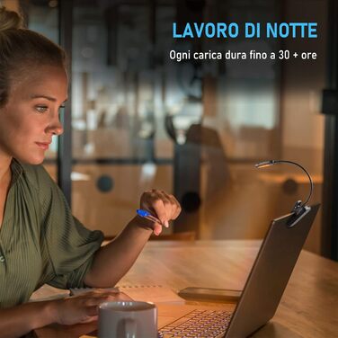 LED-лампа Diboniur для читання з кліпсою, 9 світлодіодів, 3 режими кольору та 3 рівні яскравості, USB-зарядка, гнучка на 360°, для книг в ліжку, енергоклас A+++