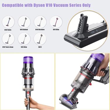 Замінний акумулятор Stanew 21.6V 4500mAh Li-ion для пилососів Dyson V8 SV10 (V10 BATTERY), з 2 фільтрами