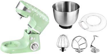 Kalorik TKG M 3014 MI Design Kitchen Machine with 5 Liter Stainless Steel Bowl, Die-Cast Mixing and Dough Hooks, 6 Speed Settings, Stainless Steel Whisk, Powerful 1000 Watt, Mint