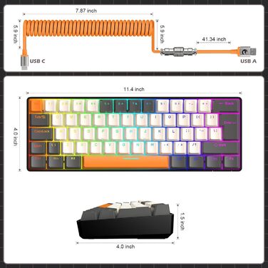 ZIYOU LANG T60 Pro: Механічна клавіатура та миша для геймінгу з RGB підсвічуванням (60% layout, UK QWERTY)