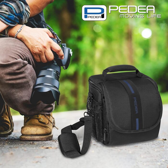 Сумка для DSLR камери PEDEA Essex M чорно-синя з водонепроникним чохлом та відділеннями для аксесуарів