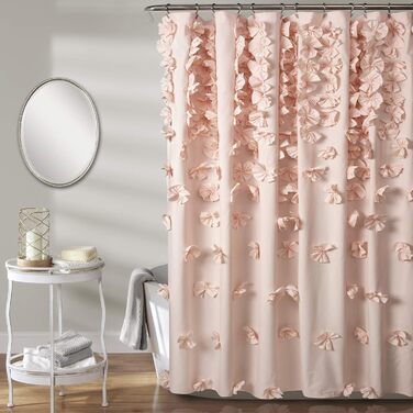 Шторка для душу Lush Decor Riley, 183x183 см, з бантиками, рожева
