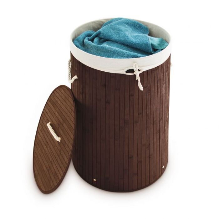 Relaxdays Bamboo Laundry Basket, Round