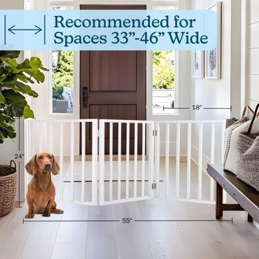 Ворота для собак PETMAKER – дерев'яні, розкладні, аккордеон, 61 см, білі