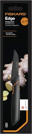 Ніж для чищення овочів Fiskars Design Edge 8 см, березове дерево, чорний 1003099