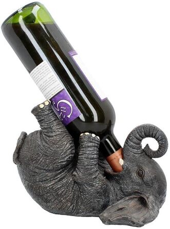 Nemesis Now Guzzlers Elephant Wine Bottle Holder, 21 cm, Grey