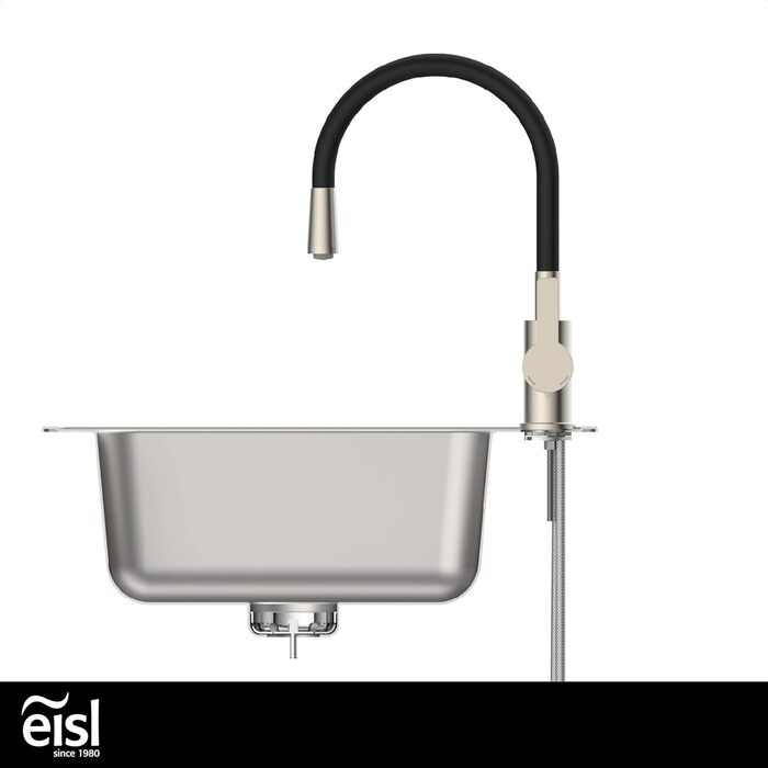 Гнучкий кухонний змішувач EISL Flexo з нержавіючої сталі/чорний, NI186FLNIB, 360° обертання, Soft-Touch шланг