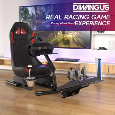 Стенд для гоночного керма DIWANGUS з кріслом - сумісний з Logitech G923, G920, G29, G27, G25 та Thrustmaster T248X, T248, T300Rs, TX, T150 для PS4, PS5, Xbox 360, Xbox