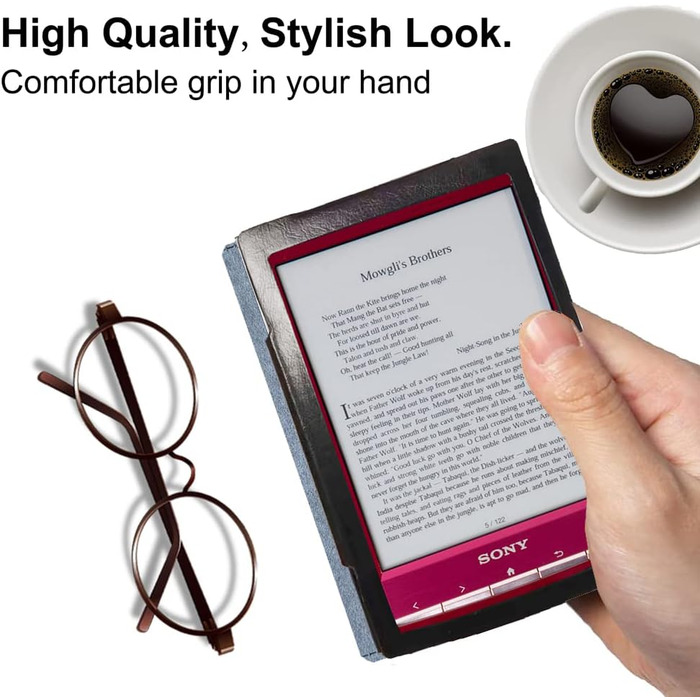 Чохол для Sony PRS-T2/PRS-T1 (6 дюймів), шкіряний, чорний