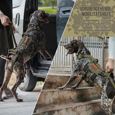 Шлейка для собак OneTigris SKYEWALKER, підтримуюча шлейка з 2 ручками, регульована, для реабілітації та підтримки, XL (M:14-27кг(ОБ:40-58см, Грудка:60-81см), Зелена)