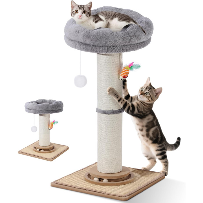 Дряпка для котів Trhillsbrad 81 см з м'ячиком та іграшками, з сизалю, для котів та дорослих котів
