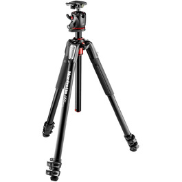 Штатив Manfrotto 055XPRO3 з алюмінію - комплект з триногим наголовником - професійний штатив для фото та відеозйомки, 3 сегменти, для DSLR та аксесуари