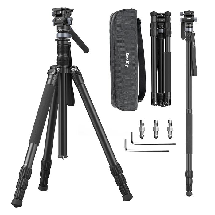 Відеоштатив SmallRig FreeBlazer CT190 (4319) 183 см з гідравлічною головою, нівеліром та моноподом для влогінгу та подорожей, навантаження 4 кг, з сумкою